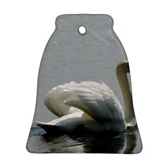 Swimming White Swan Bell Ornament (2 Sides) by picsaspassion
