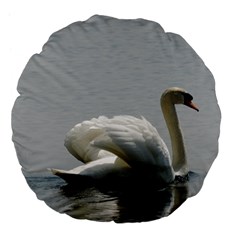 Swimming White Swan Large 18  Premium Flano Round Cushions