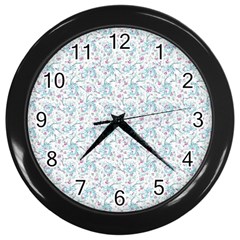 Intricate Floral Collage  Wall Clocks (black)