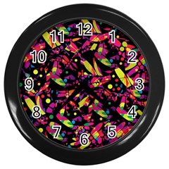 Colorful Dragonflies Design Wall Clocks (black)