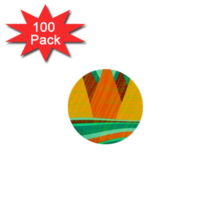 Orange and green landscape 1  Mini Buttons (100 pack) 