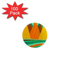 Orange And Green Landscape 1  Mini Magnets (100 Pack)  by Valentinaart