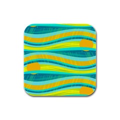 Yellow And Blue Decorative Design Rubber Square Coaster (4 Pack)  by Valentinaart