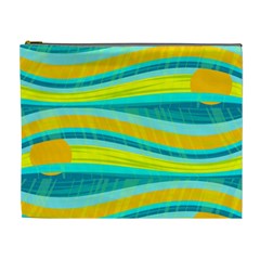 Yellow And Blue Decorative Design Cosmetic Bag (xl) by Valentinaart