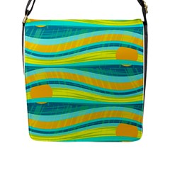 Yellow And Blue Decorative Design Flap Messenger Bag (l)  by Valentinaart