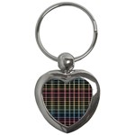 Neon plaid design Key Chains (Heart)  Front