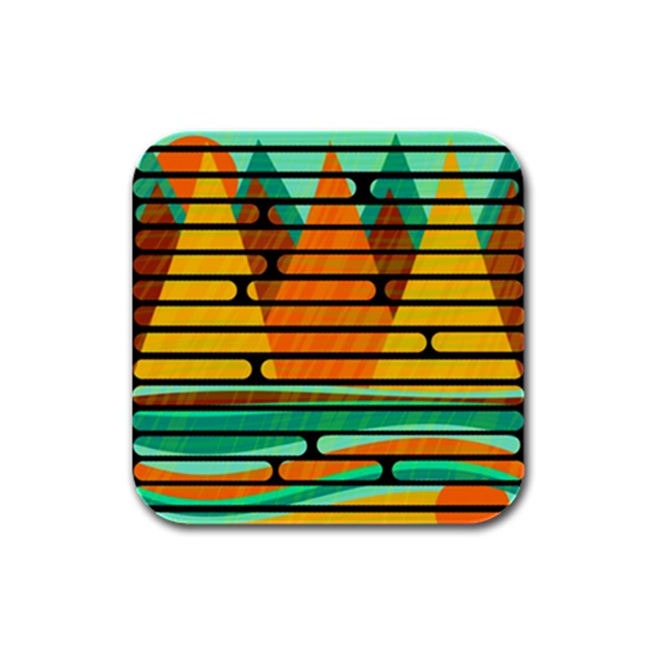 Decorative autumn landscape Rubber Square Coaster (4 pack) 