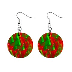 Xmas Trees Decorative Design Mini Button Earrings