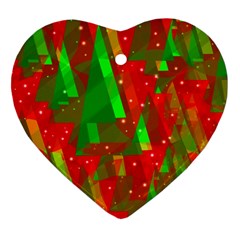 Xmas Trees Decorative Design Heart Ornament (2 Sides) by Valentinaart