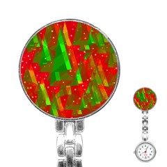 Xmas Trees Decorative Design Stainless Steel Nurses Watch