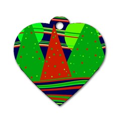 Magical Xmas Night Dog Tag Heart (two Sides) by Valentinaart