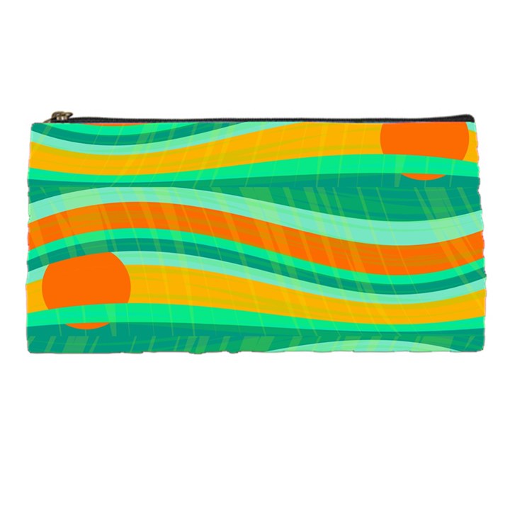 Green and orange decorative design Pencil Cases