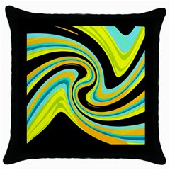 Blue And Yellow Throw Pillow Case (black) by Valentinaart