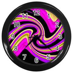 Pink And Yellow Wall Clocks (black) by Valentinaart