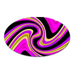 Pink And Yellow Oval Magnet by Valentinaart