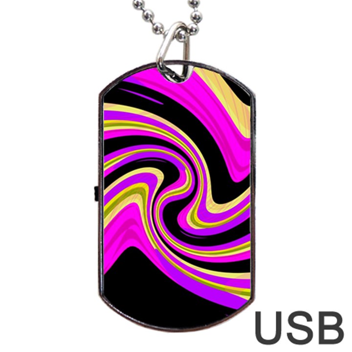 Pink and yellow Dog Tag USB Flash (One Side)