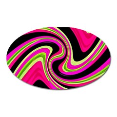 Magenta And Yellow Oval Magnet by Valentinaart