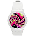 Magenta and yellow Round Plastic Sport Watch (M) Front