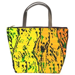 Gentle Yellow Abstract Art Bucket Bags by Valentinaart