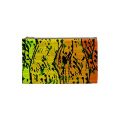 Gentle Yellow Abstract Art Cosmetic Bag (small)  by Valentinaart