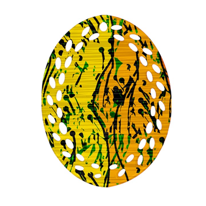 Gentle yellow abstract art Oval Filigree Ornament (2-Side) 