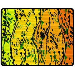 Gentle Yellow Abstract Art Double Sided Fleece Blanket (medium)  by Valentinaart