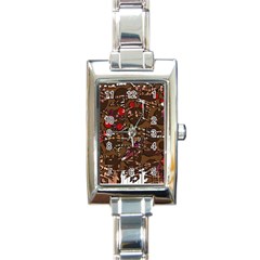 Brown Confusion Rectangle Italian Charm Watch by Valentinaart