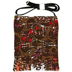 Brown Confusion Shoulder Sling Bags by Valentinaart