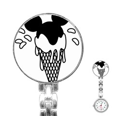 Blackandwhite Mickey Icecream Stainless Steel Nurses Watch