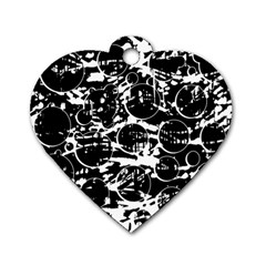 Black And White Confusion Dog Tag Heart (two Sides) by Valentinaart