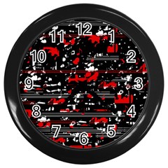 Red Symphony Wall Clocks (black) by Valentinaart