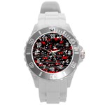 Red symphony Round Plastic Sport Watch (L) Front