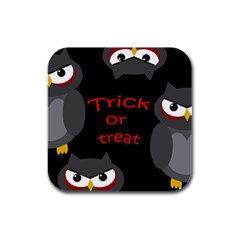 Trick Or Treat - Owls Rubber Square Coaster (4 Pack)  by Valentinaart