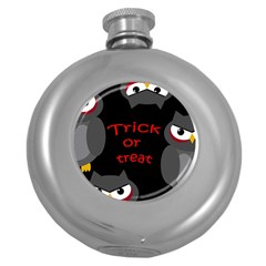 Trick Or Treat - Owls Round Hip Flask (5 Oz) by Valentinaart