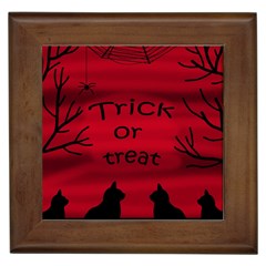 Trick or treat - black cat Framed Tiles