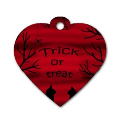 Trick or treat - black cat Dog Tag Heart (Two Sides)