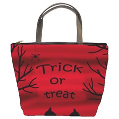 Trick or treat - black cat Bucket Bags