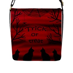 Trick Or Treat - Black Cat Flap Messenger Bag (l)  by Valentinaart