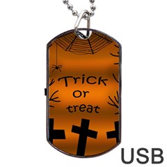 Trick Or Treat - Cemetery  Dog Tag Usb Flash (two Sides)  by Valentinaart