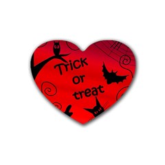 Trick Or Treat - Halloween Landscape Rubber Coaster (heart)  by Valentinaart