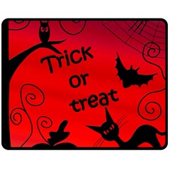 Trick Or Treat - Halloween Landscape Double Sided Fleece Blanket (medium)  by Valentinaart