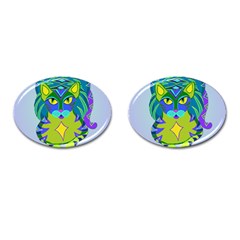 Peacock Tabby Cufflinks (oval) by jbyrdyoga