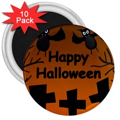Happy Halloween - Bats On The Cemetery 3  Magnets (10 Pack)  by Valentinaart