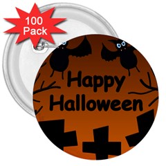 Happy Halloween - Bats On The Cemetery 3  Buttons (100 Pack) 