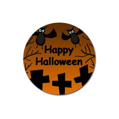 Happy Halloween - Bats On The Cemetery Magnet 3  (round) by Valentinaart