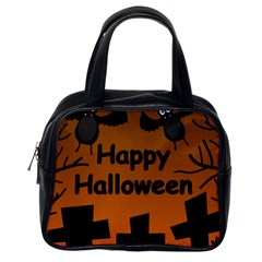 Happy Halloween - Bats On The Cemetery Classic Handbags (one Side) by Valentinaart