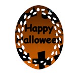 Happy Halloween - bats on the cemetery Oval Filigree Ornament (2-Side)  Back