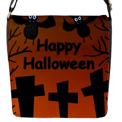 Happy Halloween - Bats On The Cemetery Flap Messenger Bag (s) by Valentinaart