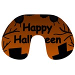 Happy Halloween - bats on the cemetery Travel Neck Pillows Front