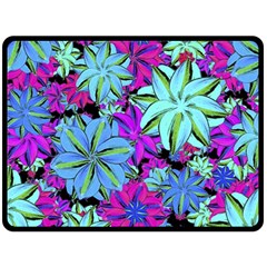 Vibrant Floral Collage Print Fleece Blanket (large)  by dflcprints